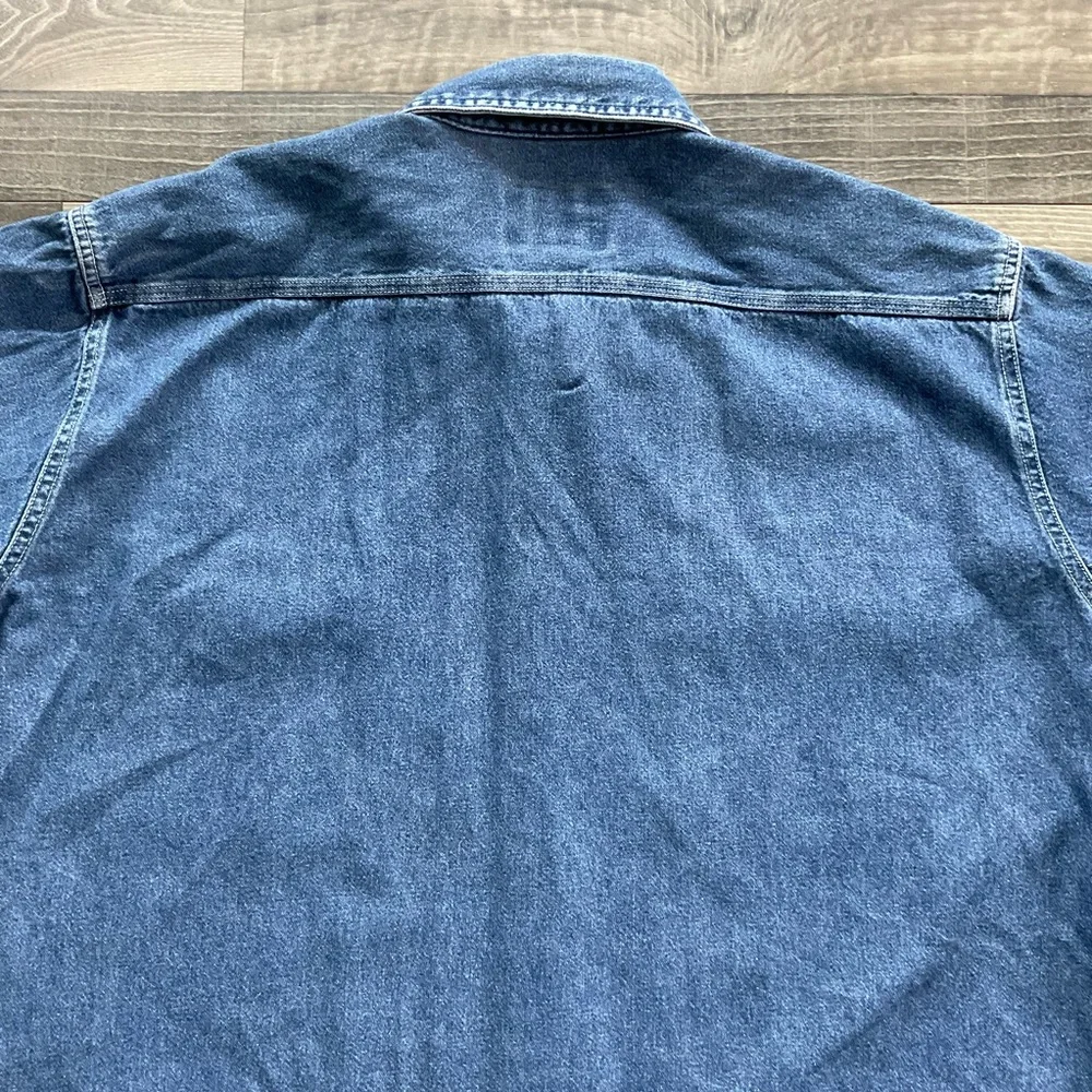 VTG Cabela’s Outdoor Gear Denim Jean Shirt Men’s XL Blue Button Up Long Sleeve - Picture 9 of 9